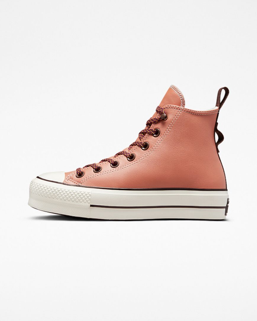 Women's Converse Chuck Taylor All Star Lift Tonal Leather High Top Platform Shoes Apricot | AU 1E89CL